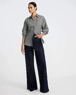 Houndstooth Single Pocket Boyfriend Shirt