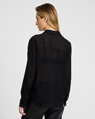Crinkled Rayon Voile Utility Portofino Shirt