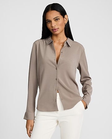 button down dress shirts women's INSPIRE CHIC Elegant V Neck Work Office Up Shirt White Medium For the cotton purist Women's 100% Organic Cotton Knit