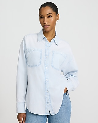 Cotton Denim Double Pocket Oversized Shirt