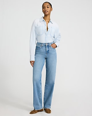 Cotton Denim Double Pocket Oversized Shirt