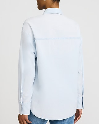 Cotton Denim Double Pocket Oversized Shirt