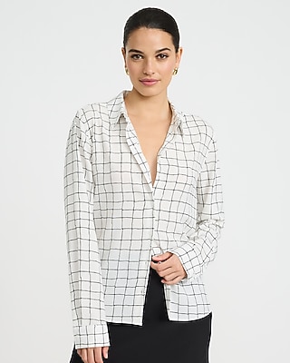 Plaid Rolled Sleeve Portofino Shirt