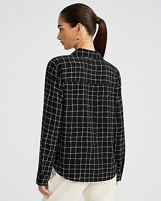 Plaid Rolled Sleeve Portofino Shirt