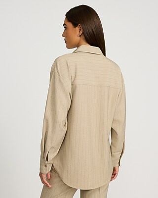 Striped Single Pocket Boyfriend Shirt