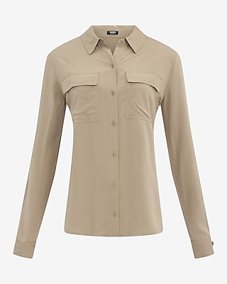 Twill Double Flap Pocket Rolled Sleeve Utility Portofino Shirt