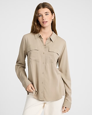 Twill Double Flap Pocket Rolled Sleeve Utility Portofino Shirt