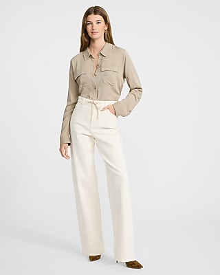 Twill Double Flap Pocket Rolled Sleeve Utility Portofino Shirt