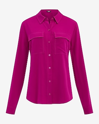 Twill Double Flap Pocket Rolled Sleeve Utility Portofino Shirt