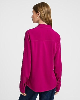 Twill Double Flap Pocket Rolled Sleeve Utility Portofino Shirt