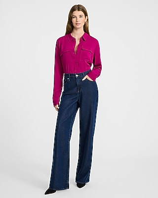 Twill Double Flap Pocket Rolled Sleeve Utility Portofino Shirt