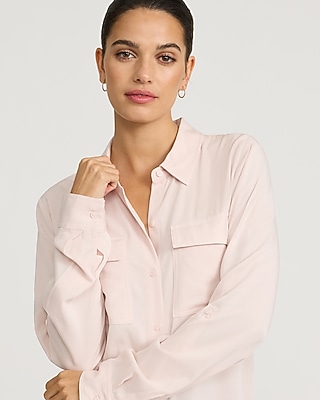 Twill Double Flap Pocket Rolled Sleeve Utility Portofino Shirt