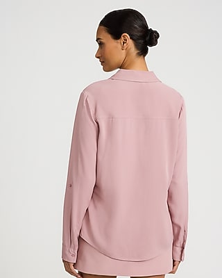 Twill Double Flap Pocket Rolled Sleeve Utility Portofino Shirt