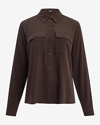Twill Double Flap Pocket Rolled Sleeve Utility Portofino Shirt - thumbnail 4