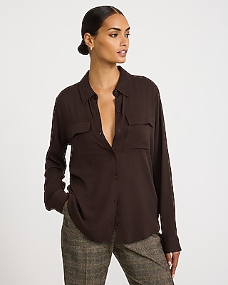 Twill Double Flap Pocket Rolled Sleeve Utility Portofino Shirt