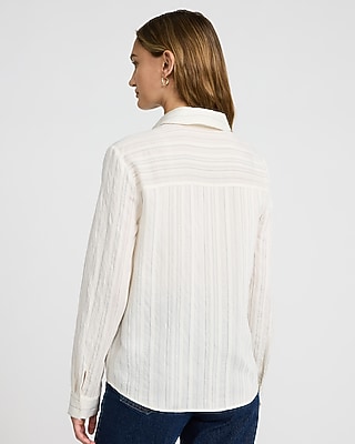 Long Sleeve Textured Striped Portofino Shirt