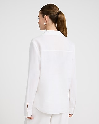 Linen-Blend Double Flap Pocket Utility Portofino Shirt