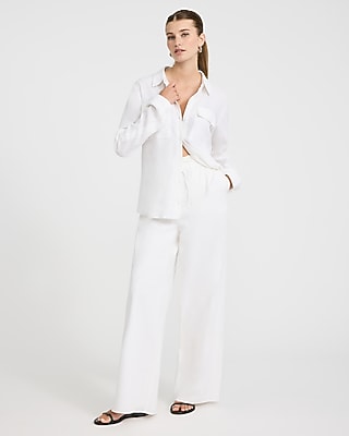 Linen-Blend Double Flap Pocket Utility Portofino Shirt