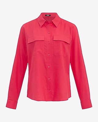 Linen-Blend Double Flap Pocket Utility Portofino Shirt