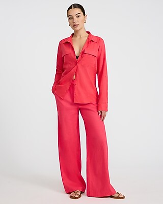 Linen-Blend Double Flap Pocket Utility Portofino Shirt