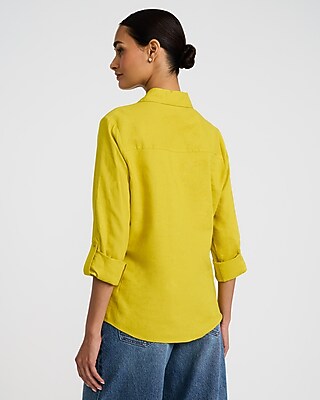 Summer-Blend Linen Double Flap Pocket Utility Portofino Shirt