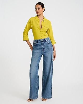 Summer-Blend Linen Double Flap Pocket Utility Portofino Shirt