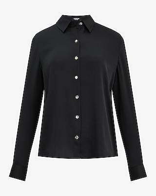 Satin Novelty Button Front Portofino Shirt