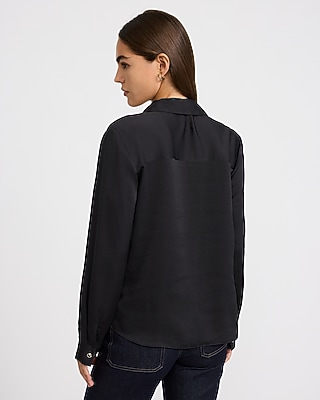 Satin Novelty Button Front Portofino Shirt