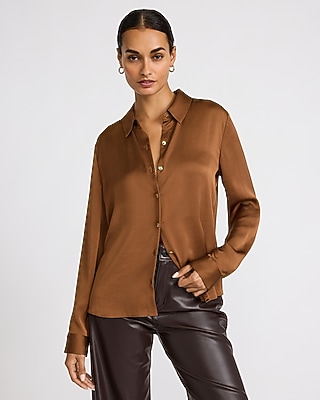 brown dress shirts for women Women's & Blouses Lower calf