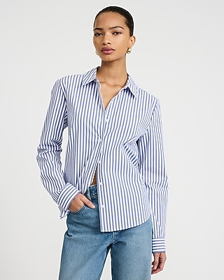 blue dress shirts womens siliteelon Long Sleeve 2XL inspired by 60s prints Women's Long Sleeve Oxford Dress