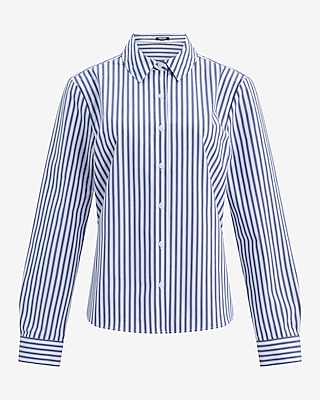Stretch Cotton Poplin Striped Portofino Shirt