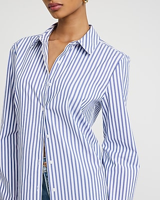 Stretch Cotton Poplin Striped Portofino Shirt