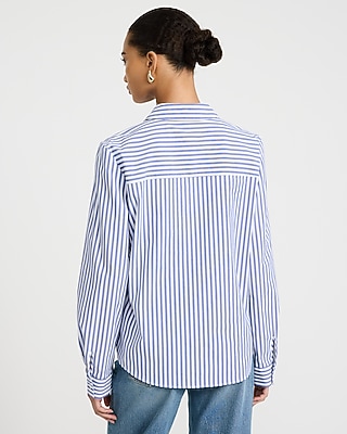 Stretch Cotton Poplin Striped Portofino Shirt