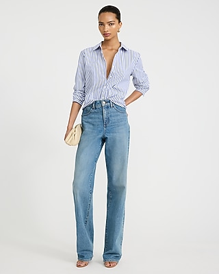Stretch Cotton Poplin Striped Portofino Shirt