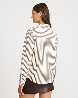 Stretch Cotton Poplin Striped Portofino Shirt