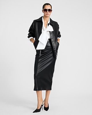 Stretch Cotton Poplin Drop Tie Neck Oversized Shirt