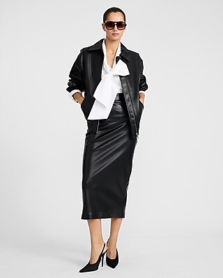 Stretch Cotton Poplin Drop Tie Neck Oversized Shirt