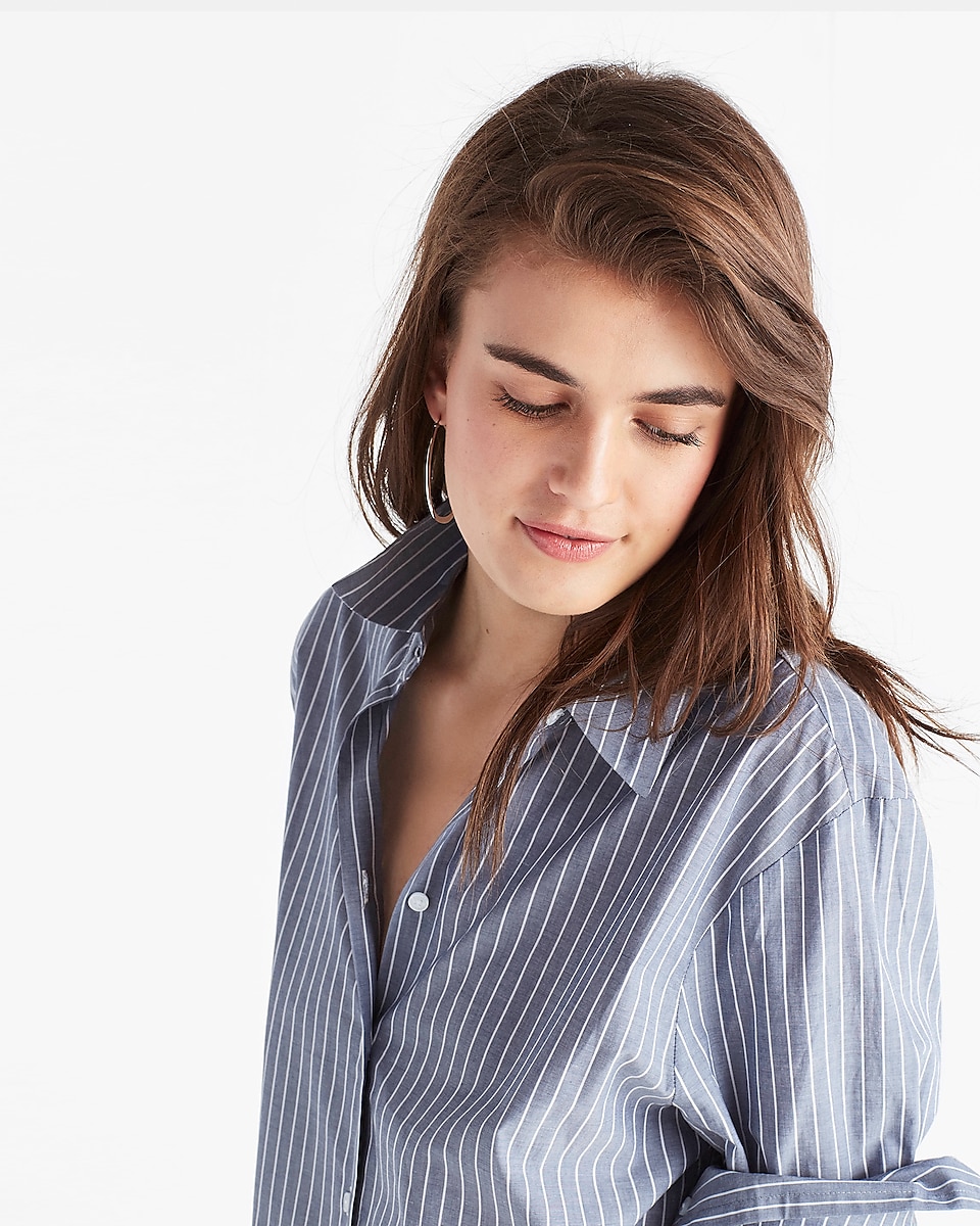 oversized striped button-up shirt