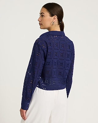 Cotton Eyelet Long Sleeve Shirt