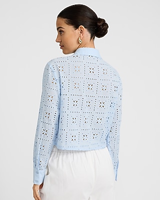 Cotton Eyelet Long Sleeve Shirt - image 3