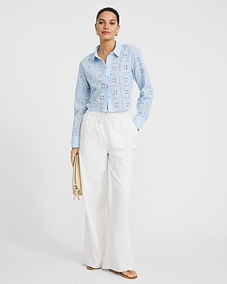 Cotton Eyelet Long Sleeve Shirt - image 4