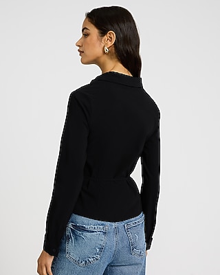 Long Sleeve Tie Waist Fitted Shirt