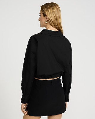 Cotton Long Sleeve Bubble Hem Shirt - image 2
