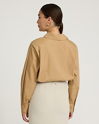 Cotton Long Sleeve Bubble Hem Shirt