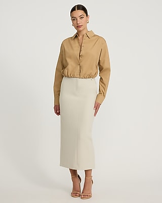 Cotton Long Sleeve Bubble Hem Shirt