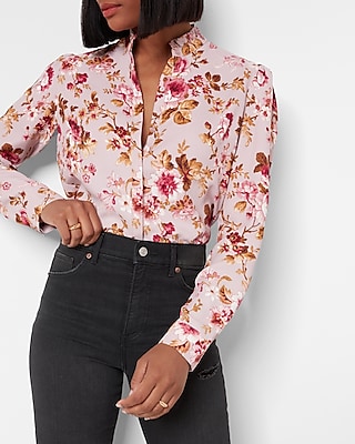 Floral Ruffle Collar Shirt | Express