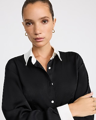 Satin Color Block Shirt - thumbnail 2
