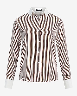 Satin Striped V-Neck Shirt