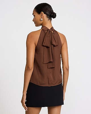 Halter Cutout Button Front Top