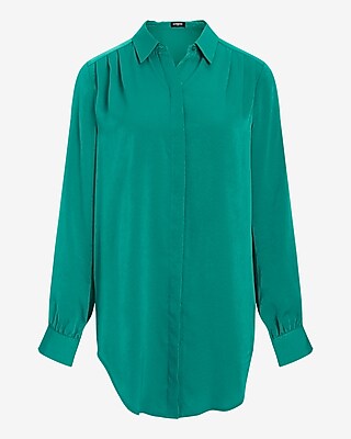 Pleated Shoulder Relaxed Tunic Portofino Shirt